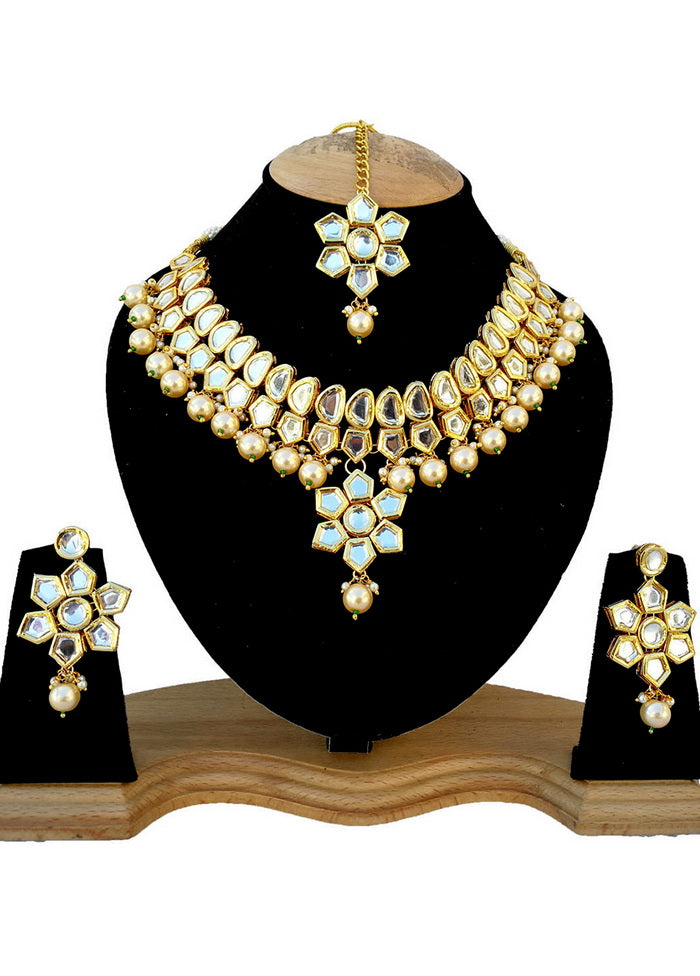 Hand Crafted Base Metal Alloy Gold Plated Kundan Stone Studded Jewellery Sets - Indian Silk House Agencies