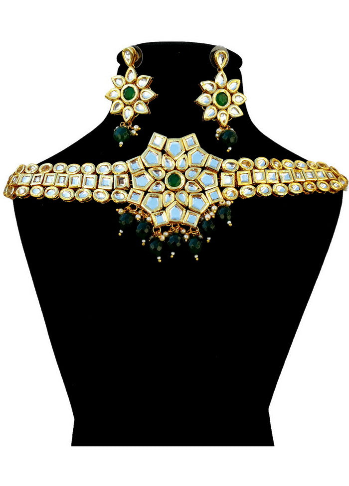 Hand Crafted Base Metal Alloy Gold Plated Kundan Stone Studded Jewellery Sets - Indian Silk House Agencies
