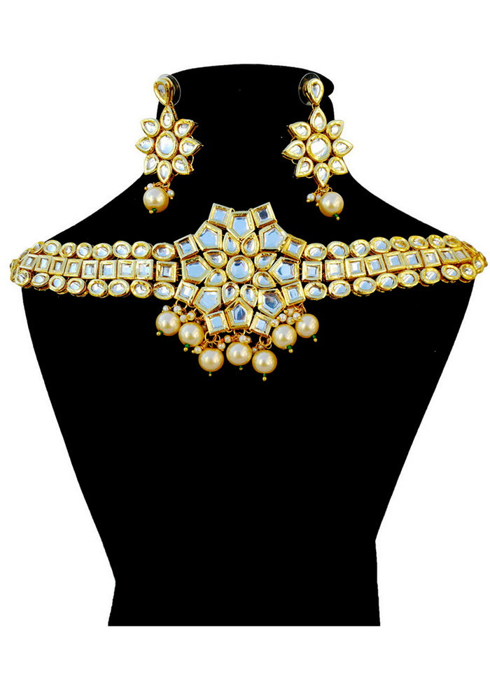 Hand Crafted Base Metal Alloy Gold Plated Kundan Stone Studded Jewellery Sets - Indian Silk House Agencies