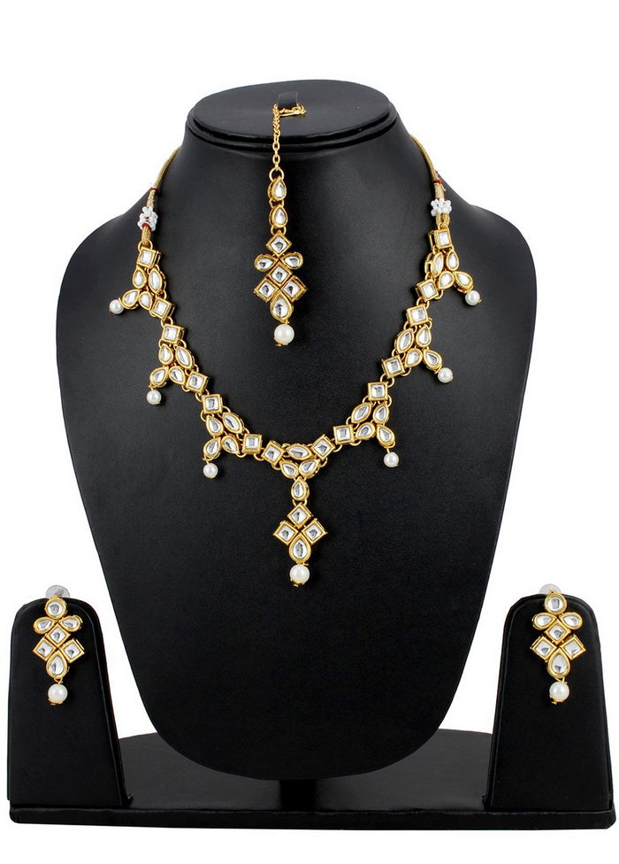 Hand Crafted Base Metal Alloy Gold Plated Kundan Stone Studded Jewellery Sets - Indian Silk House Agencies