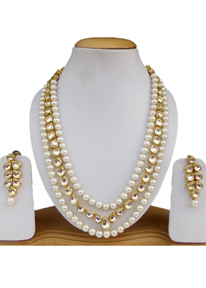 Hand Crafted Base Metal Alloy Gold Plated Kundan Stone Studded Jewellery Sets - Indian Silk House Agencies