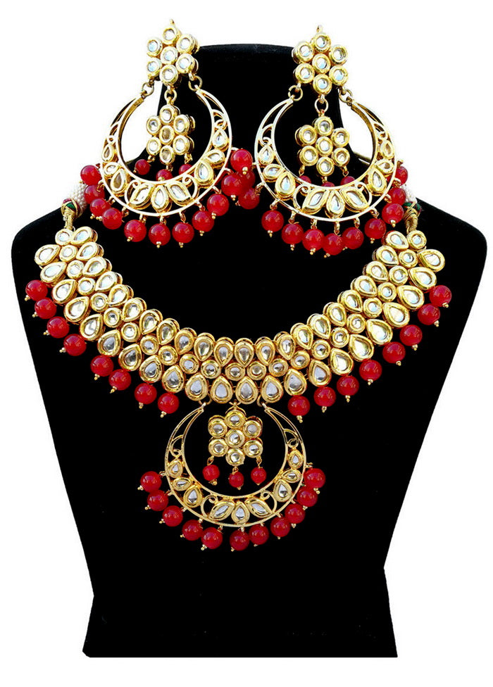 Hand Crafted Base Metal Alloy Gold Plated Kundan Stone Studded Jewellery Sets - Indian Silk House Agencies