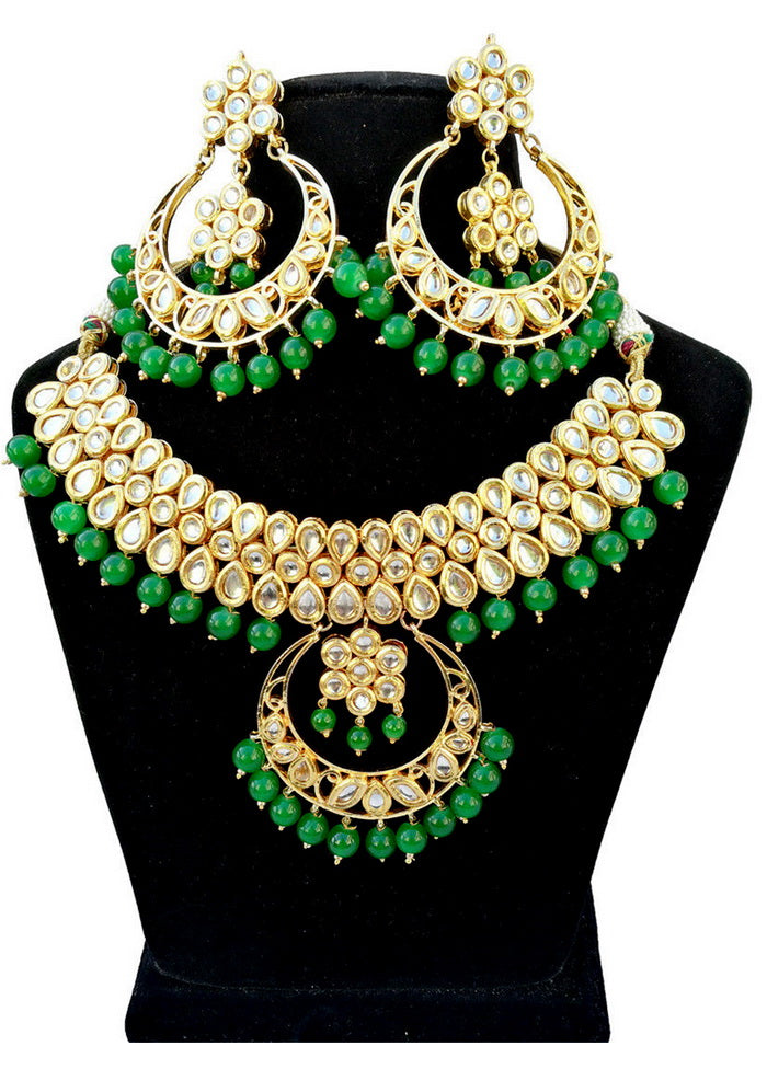Hand Crafted Base Metal Alloy Gold Plated Kundan Stone Studded Jewellery Sets - Indian Silk House Agencies