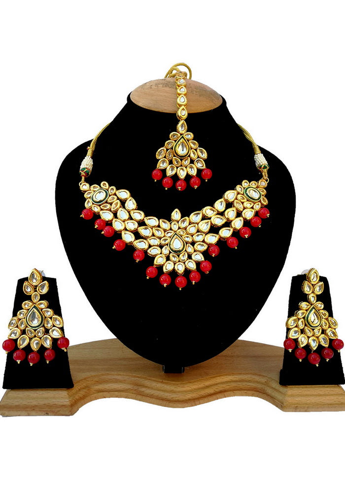 Hand Crafted Base Metal Alloy Gold Plated Kundan Stone Studded Jewellery Sets - Indian Silk House Agencies