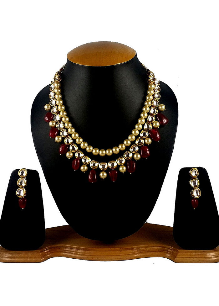 Hand Crafted Base Metal Alloy Gold Plated Kundan Stone Studded Jewellery Sets - Indian Silk House Agencies