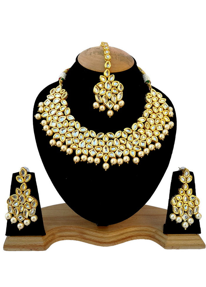 Hand Crafted Base Metal Alloy Gold Plated Kundan Stone Studded Jewellery Sets - Indian Silk House Agencies