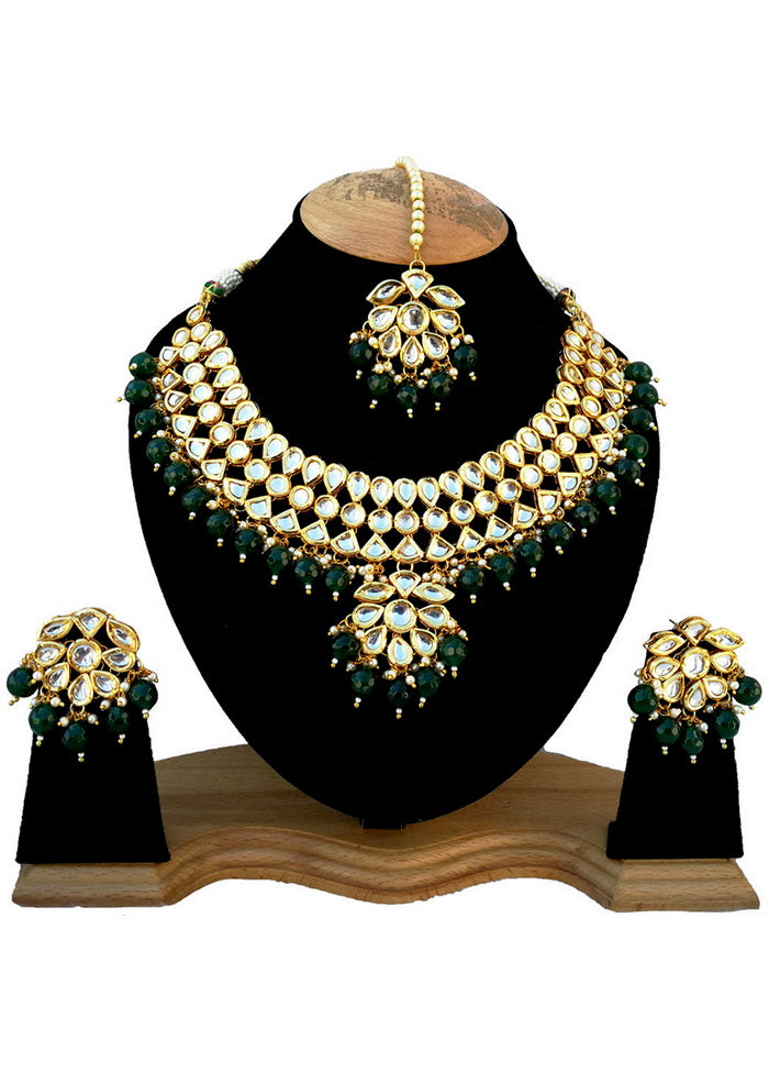 Hand Crafted Base Metal Alloy Gold Plated Kundan Stone Studded Jewellery Sets - Indian Silk House Agencies