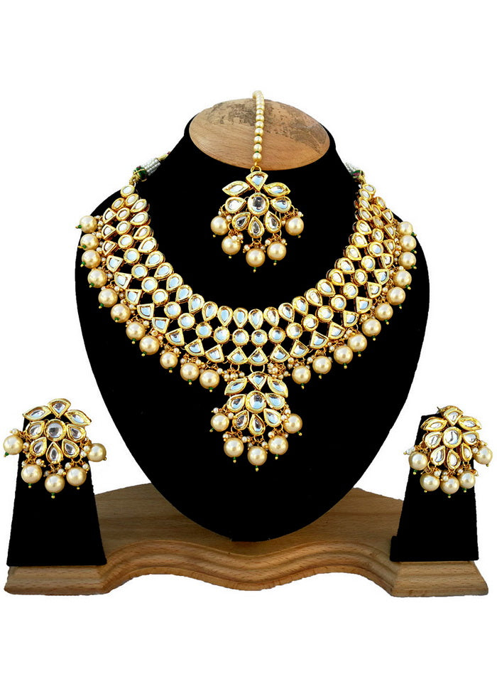 Hand Crafted Base Metal Alloy Gold Plated Kundan Stone Studded Jewellery Sets - Indian Silk House Agencies