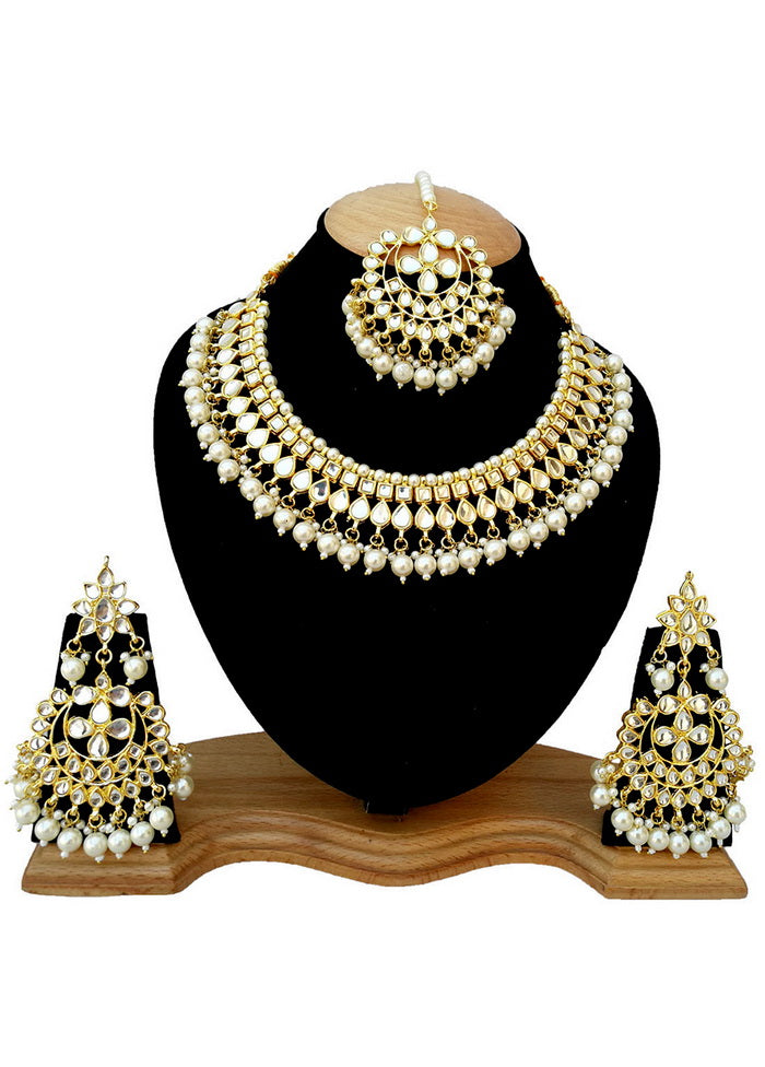 Hand Crafted Base Metal Alloy Gold Plated Kundan Stone Studded Jewellery Sets - Indian Silk House Agencies