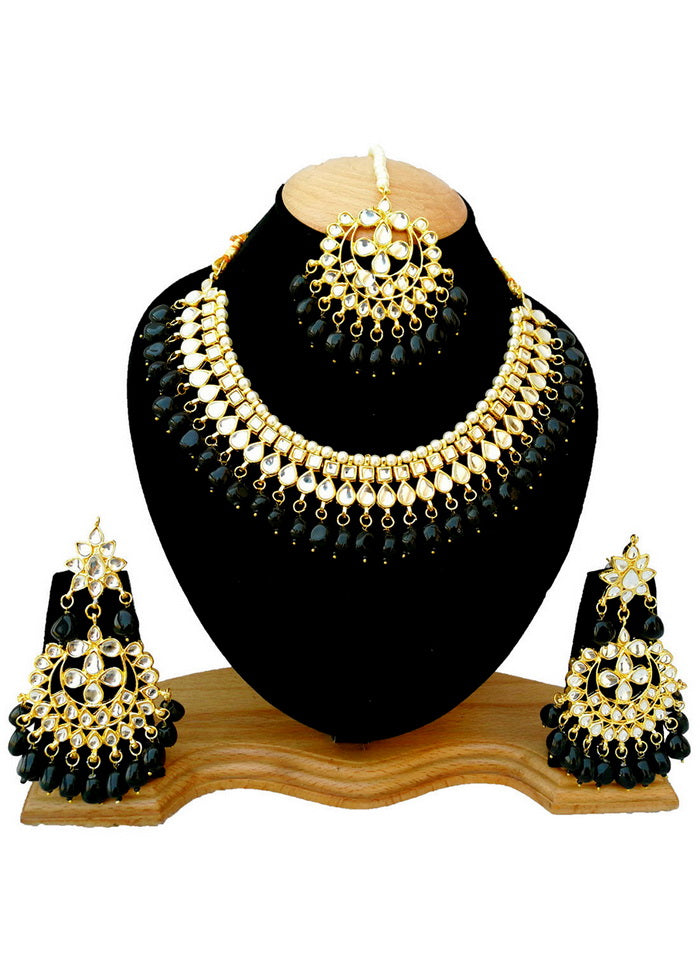 Hand Crafted Base Metal Alloy Gold Plated Kundan Stone Studded Jewellery Sets - Indian Silk House Agencies