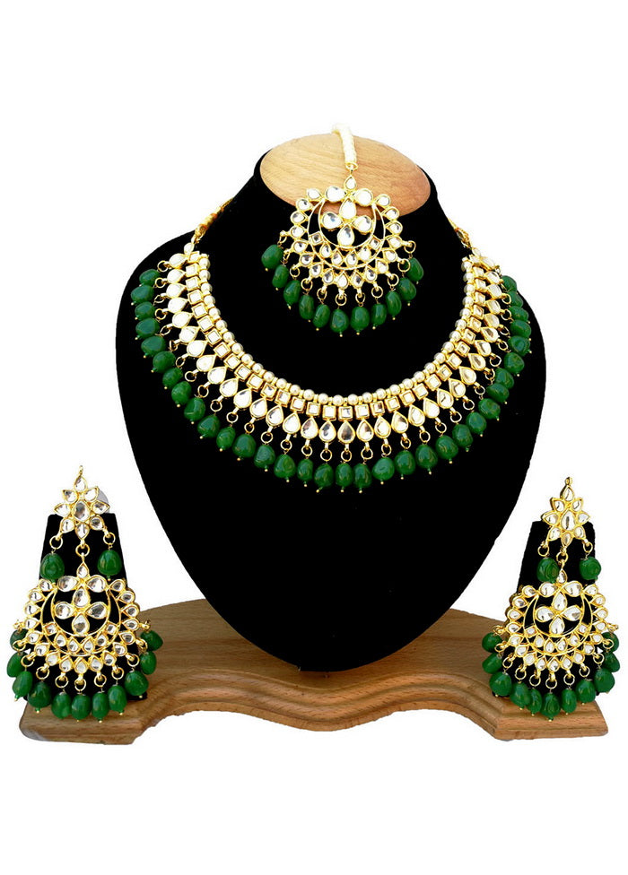 Hand Crafted Base Metal Alloy Gold Plated Kundan Stone Studded Jewellery Sets - Indian Silk House Agencies