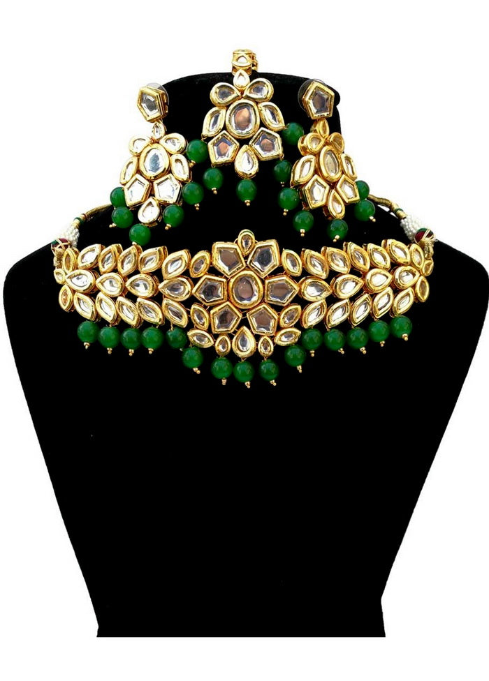 Hand Crafted Base Metal Alloy Gold Plated Kundan Stone Studded Jewellery Sets - Indian Silk House Agencies