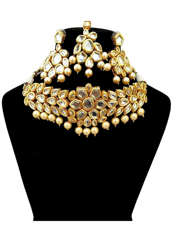 Hand Crafted Base Metal Alloy Gold Plated Kundan Stone Studded Jewellery Sets - Indian Silk House Agencies