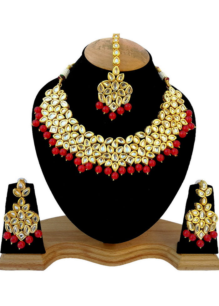 Hand Crafted Base Metal Alloy Gold Plated Kundan Stone Studded Jewellery Sets - Indian Silk House Agencies
