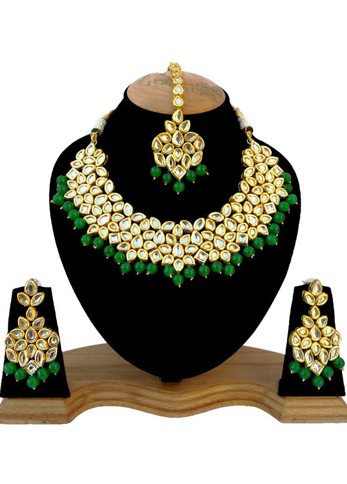 Hand Crafted Base Metal Alloy Gold Plated Kundan Stone Studded Jewellery Sets - Indian Silk House Agencies