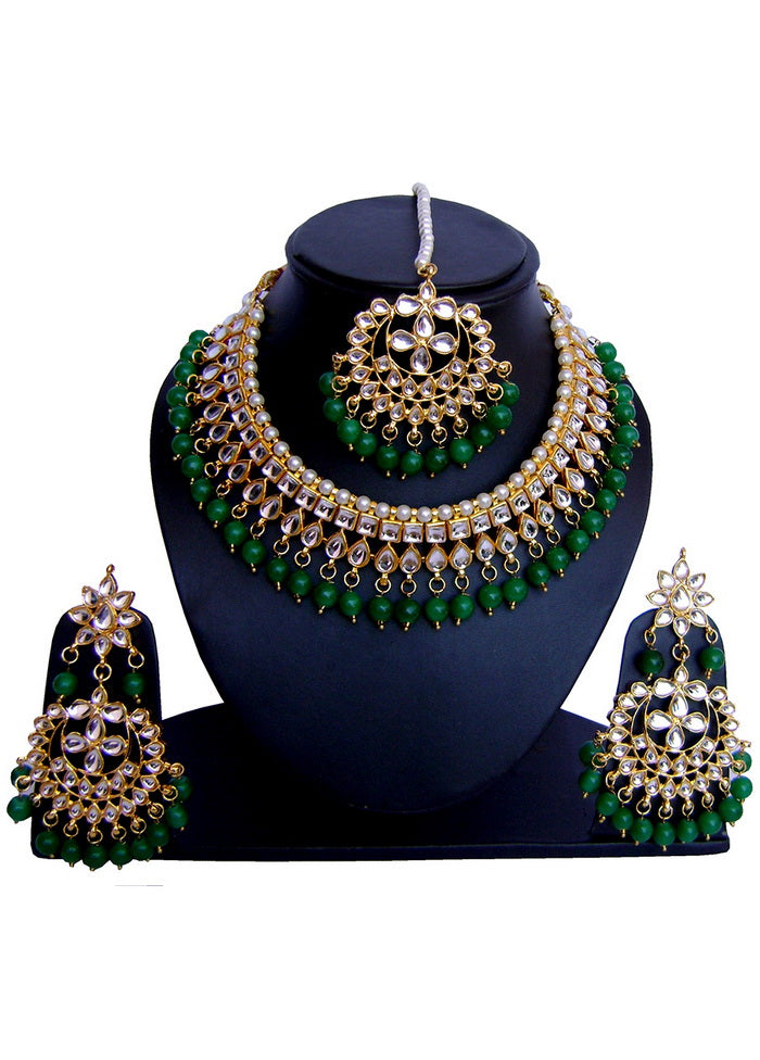 Hand Crafted Base Metal Alloy Gold Plated Kundan Stone Studded Jewellery Sets - Indian Silk House Agencies