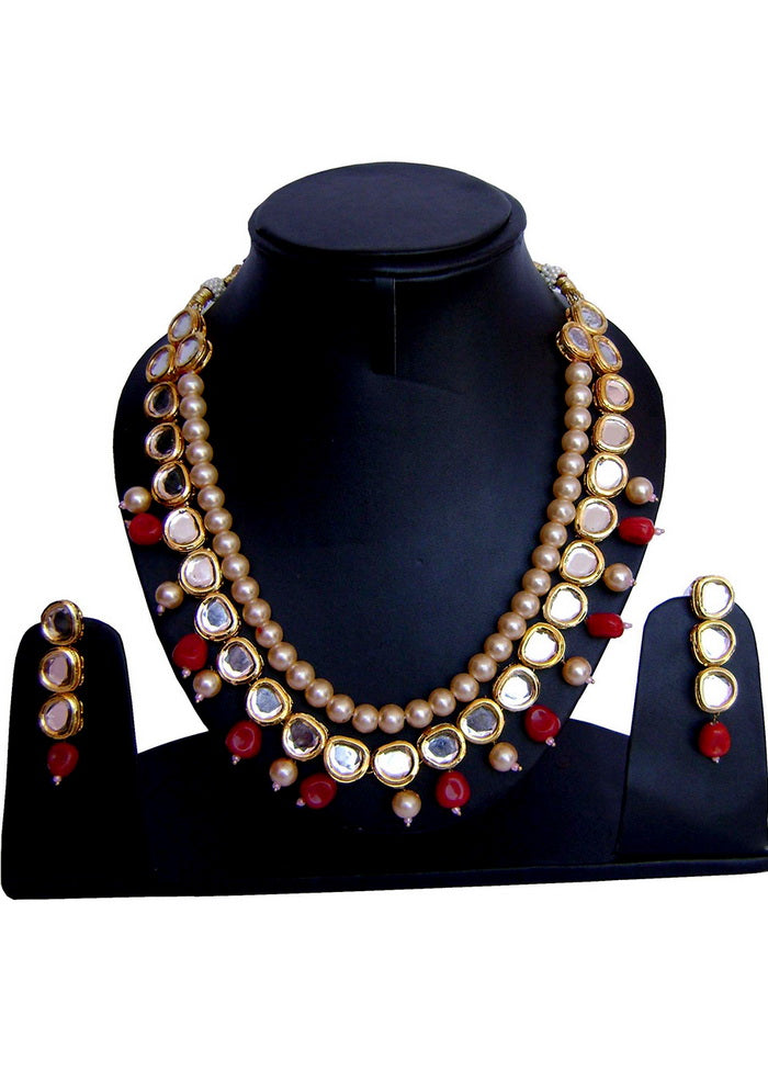 Hand Crafted Base Metal Alloy Gold Plated Kundan Stone Studded Jewellery Sets - Indian Silk House Agencies