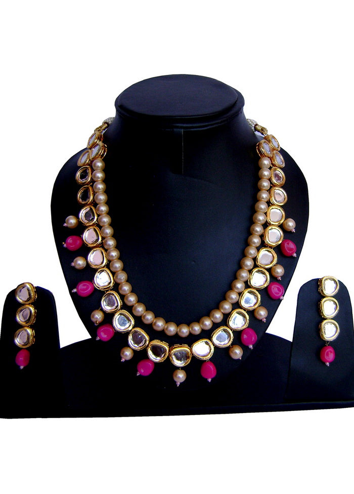Hand Crafted Base Metal Alloy Gold Plated Kundan Stone Studded Jewellery Sets - Indian Silk House Agencies