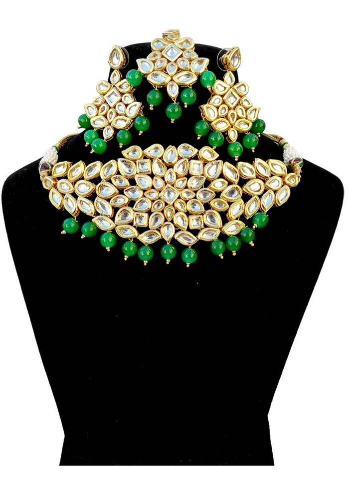 Hand Crafted Base Metal Alloy Gold Plated Kundan Stone Studded Jewellery Sets - Indian Silk House Agencies