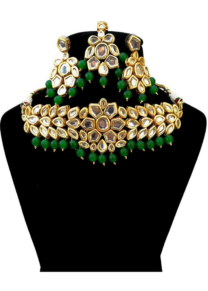 Hand Crafted Base Metal Alloy Gold Plated Kundan Stone Studded Jewellery Sets - Indian Silk House Agencies