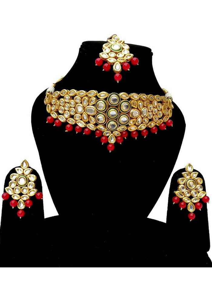 Hand Crafted Base Metal Alloy Gold Plated Kundan Stone Studded Jewellery Sets - Indian Silk House Agencies