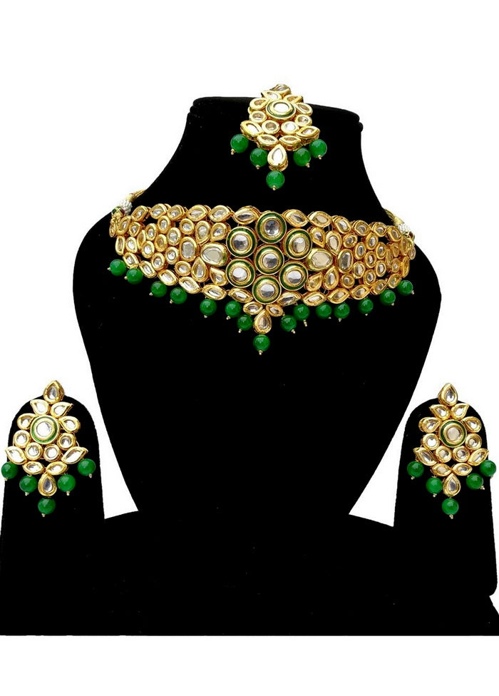 Hand Crafted Base Metal Alloy Gold Plated Kundan Stone Studded Jewellery Sets - Indian Silk House Agencies