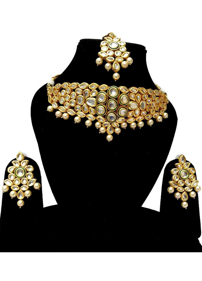 Hand Crafted Base Metal Alloy Gold Plated Kundan Stone Studded Jewellery Sets - Indian Silk House Agencies