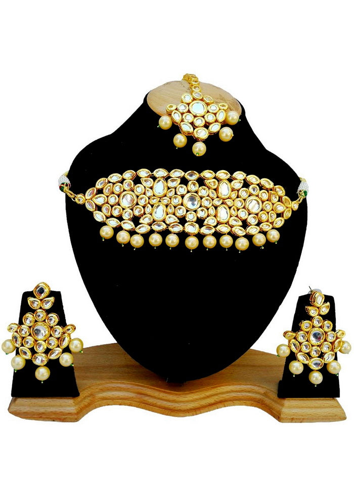 Hand Crafted Base Metal Alloy Gold Plated Kundan Stone Studded Jewellery Sets - Indian Silk House Agencies