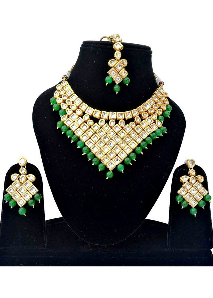Hand Crafted Base Metal Alloy Gold Plated Kundan Stone Studded Jewellery Sets - Indian Silk House Agencies