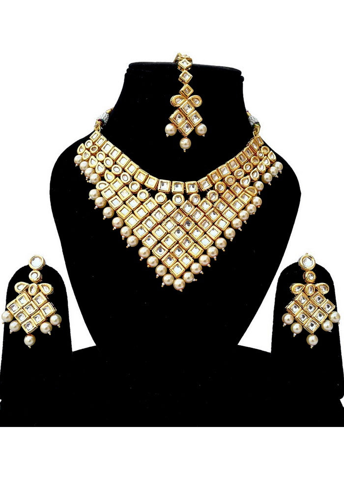 Hand Crafted Base Metal Alloy Gold Plated Kundan Stone Studded Jewellery Sets - Indian Silk House Agencies