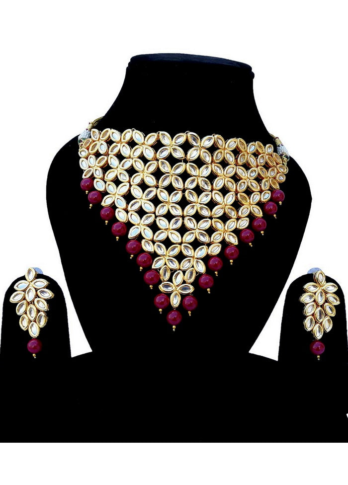 Hand Crafted Base Metal Alloy Gold Plated Kundan Stone Studded Jewellery Sets - Indian Silk House Agencies