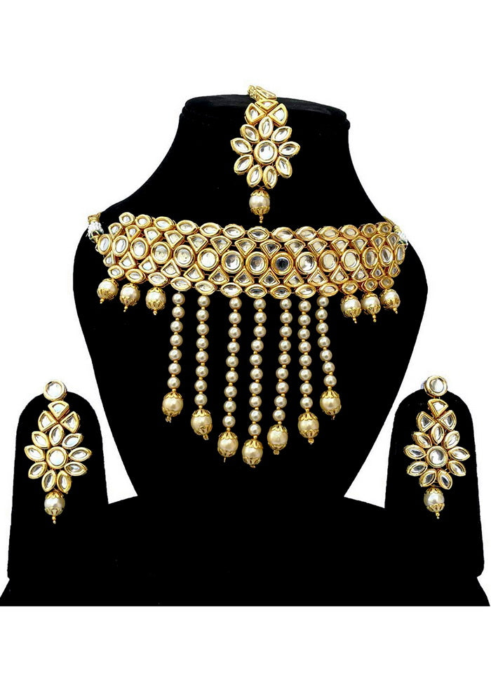 Hand Crafted Base Metal Alloy Gold Plated Kundan Stone Studded Jewellery Sets - Indian Silk House Agencies