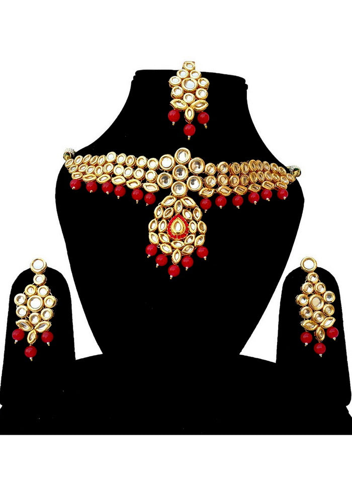 Hand Crafted Base Metal Alloy Gold Plated Kundan Stone Studded Jewellery Sets - Indian Silk House Agencies