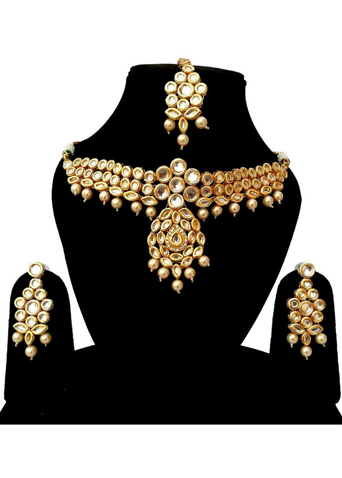 Hand Crafted Base Metal Alloy Gold Plated Kundan Stone Studded Jewellery Sets - Indian Silk House Agencies