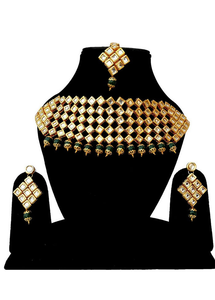 Hand Crafted Base Metal Alloy Gold Plated Kundan Stone Studded Jewellery Sets - Indian Silk House Agencies