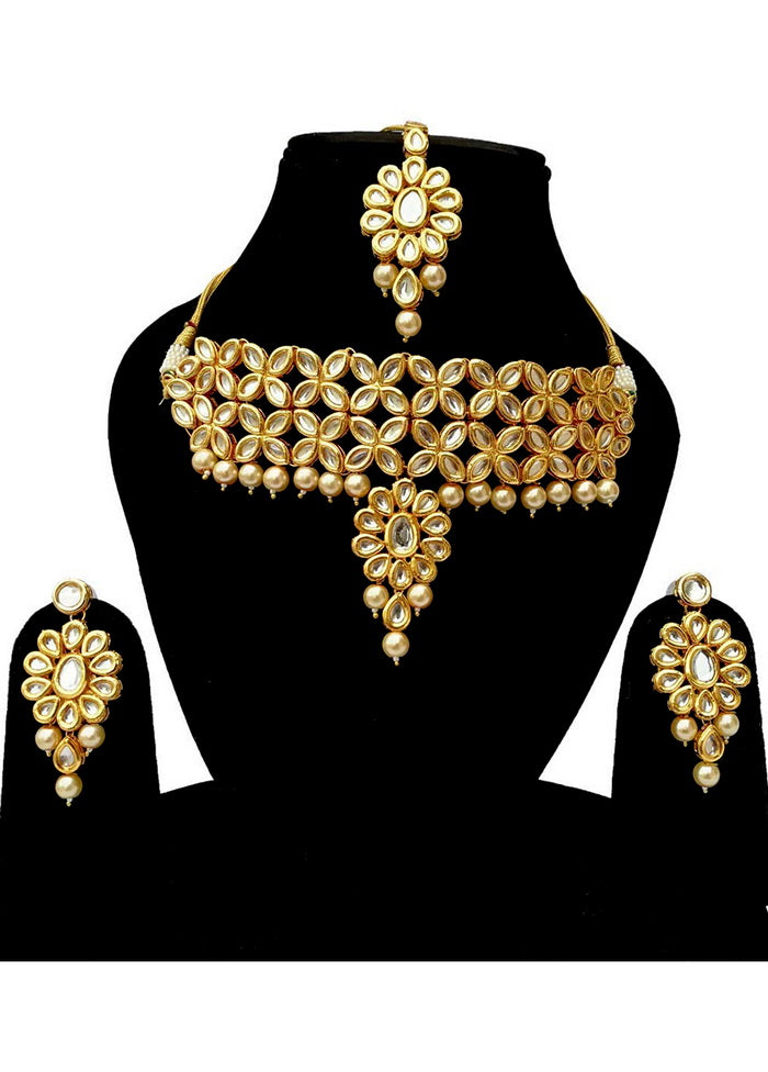 Hand Crafted Base Metal Alloy Gold Plated Kundan Stone Studded Jewellery Sets - Indian Silk House Agencies
