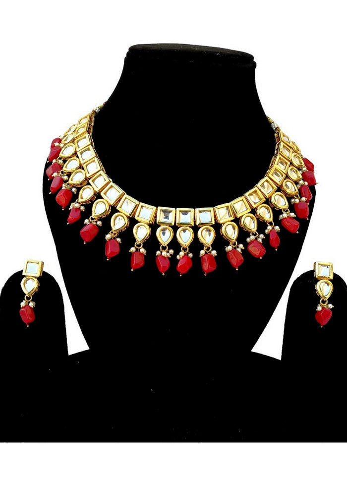 Hand Crafted Base Metal Alloy Gold Plated Kundan Stone Studded Jewellery Sets - Indian Silk House Agencies
