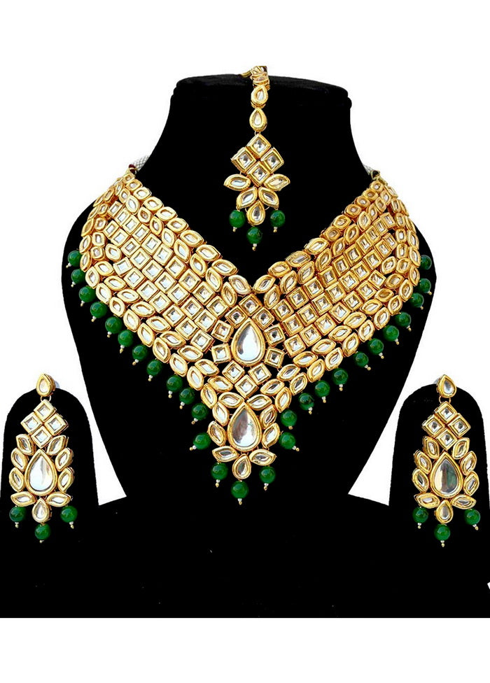 Hand Crafted Base Metal Alloy Gold Plated Kundan Stone Studded Jewellery Sets - Indian Silk House Agencies