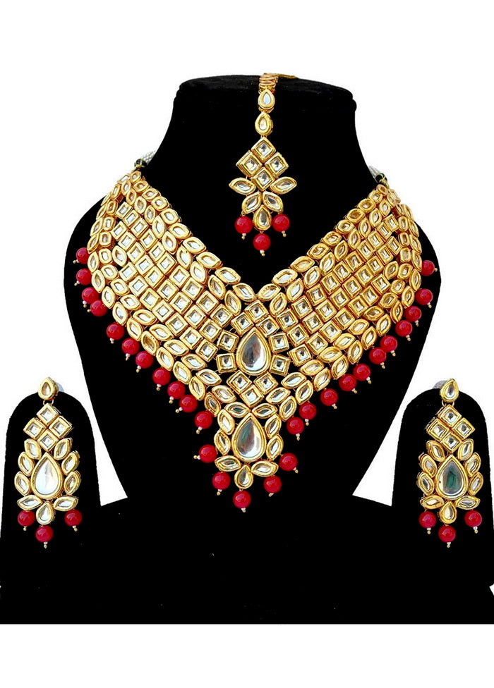 Hand Crafted Base Metal Alloy Gold Plated Kundan Stone Studded Jewellery Sets - Indian Silk House Agencies
