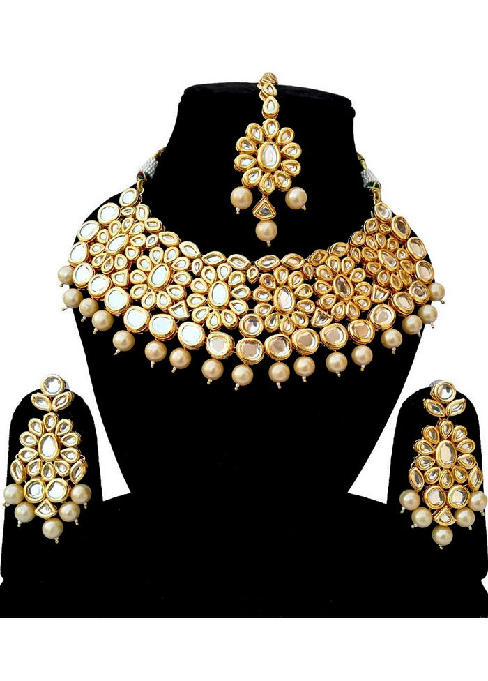 Hand Crafted Base Metal Alloy Gold Plated Kundan Stone Studded Jewellery Sets - Indian Silk House Agencies