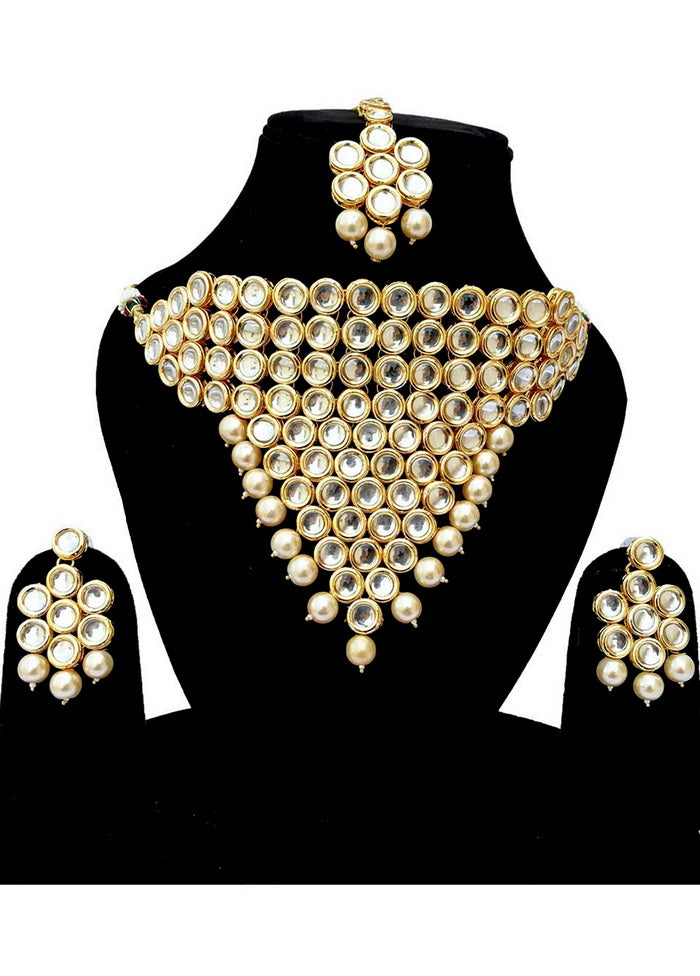 Hand Crafted Base Metal Alloy Gold Plated Kundan Stone Studded Jewellery Sets - Indian Silk House Agencies