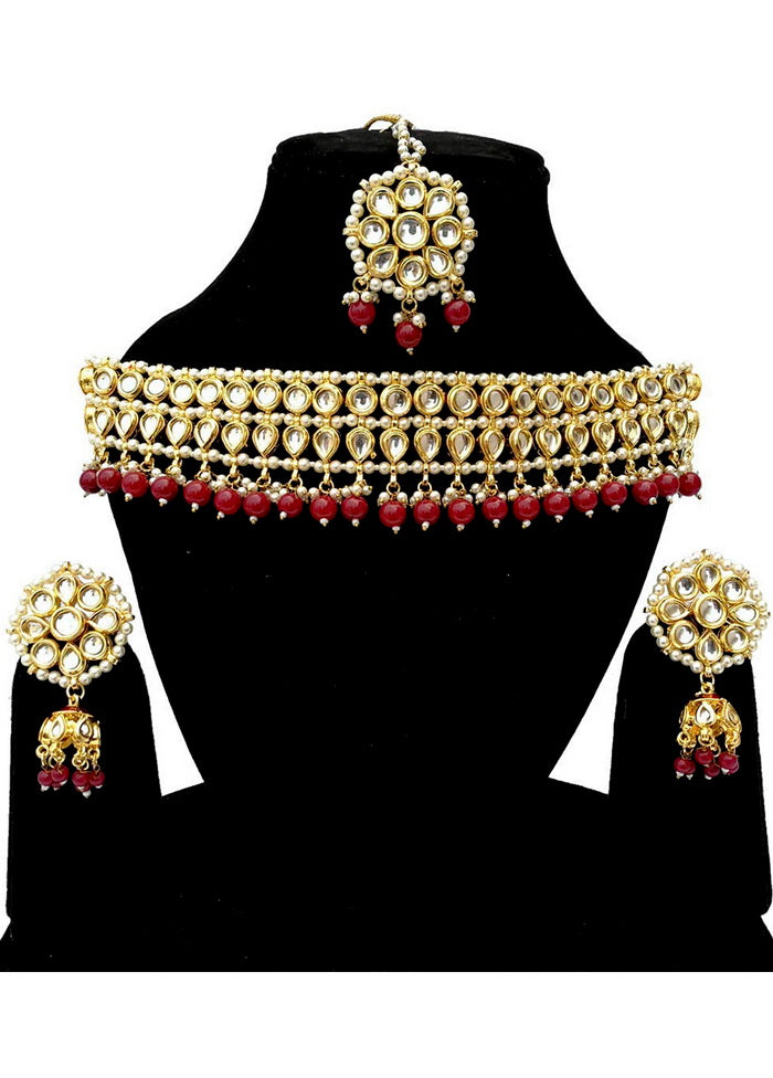Hand Crafted Base Metal Alloy Gold Plated Kundan Stone Studded Jewellery Sets - Indian Silk House Agencies