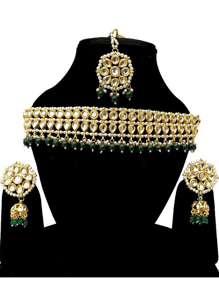 Hand Crafted Base Metal Alloy Gold Plated Kundan Stone Studded Jewellery Sets - Indian Silk House Agencies