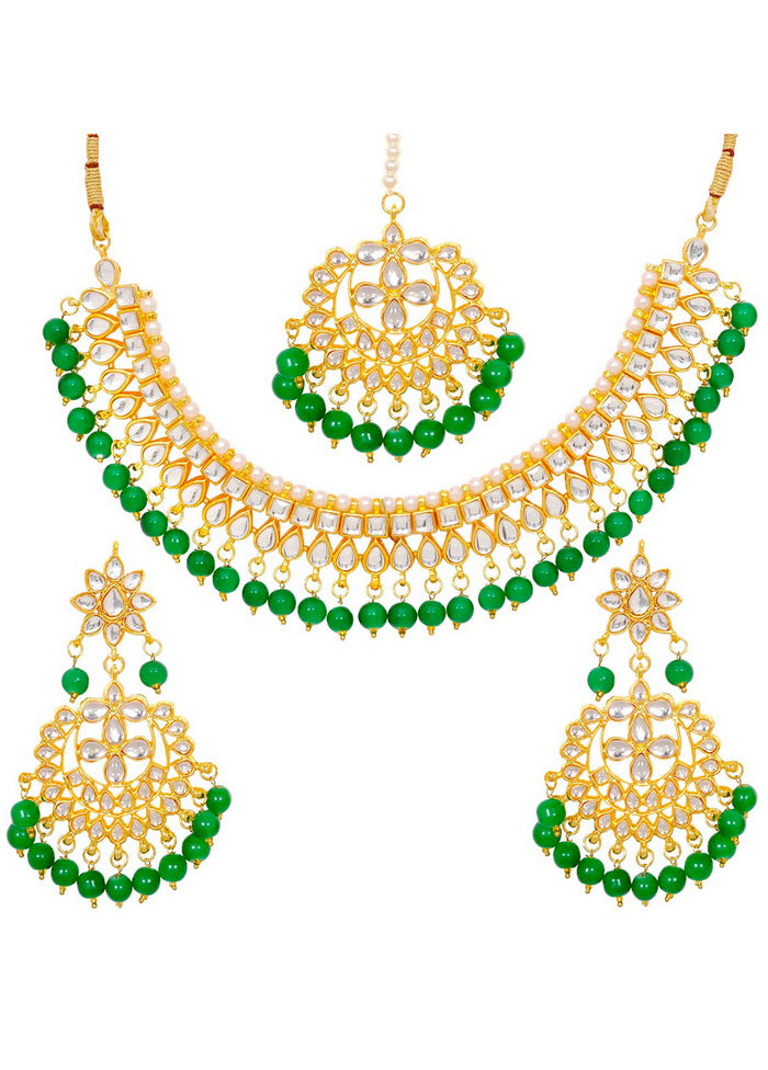 Hand Crafted Base Metal Alloy Gold Plated Kundan Stone Studded Jewellery Sets - Indian Silk House Agencies