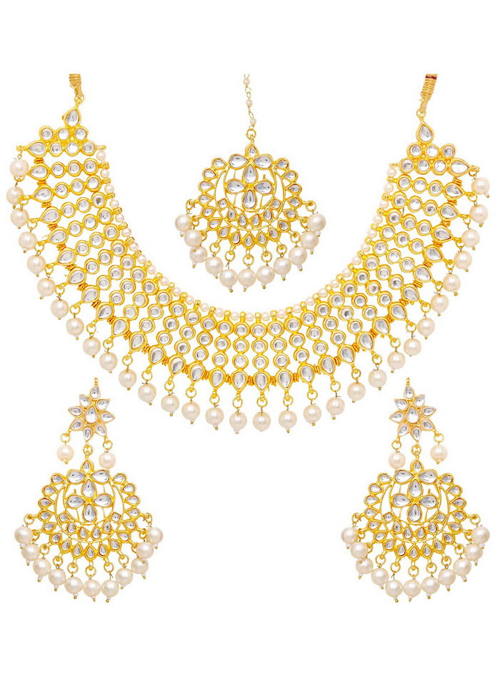 Hand Crafted Base Metal Alloy Gold Plated Kundan Stone Studded Jewellery Sets - Indian Silk House Agencies