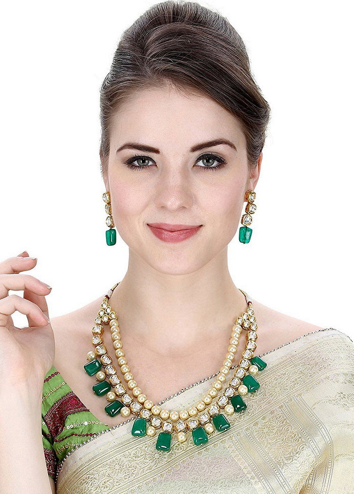Hand Crafted Base Metal Alloy Gold Plated Kundan Stone Studded Jewellery Sets - Indian Silk House Agencies