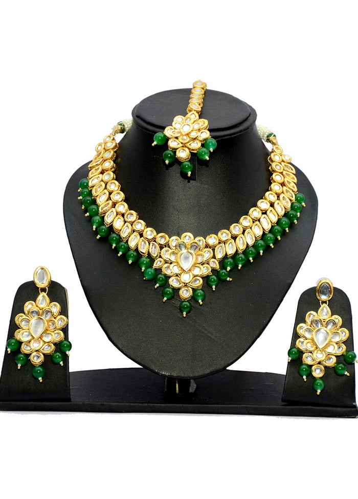 Hand Crafted Base Metal Alloy Gold Plated Kundan Stone Studded Jewellery Sets - Indian Silk House Agencies