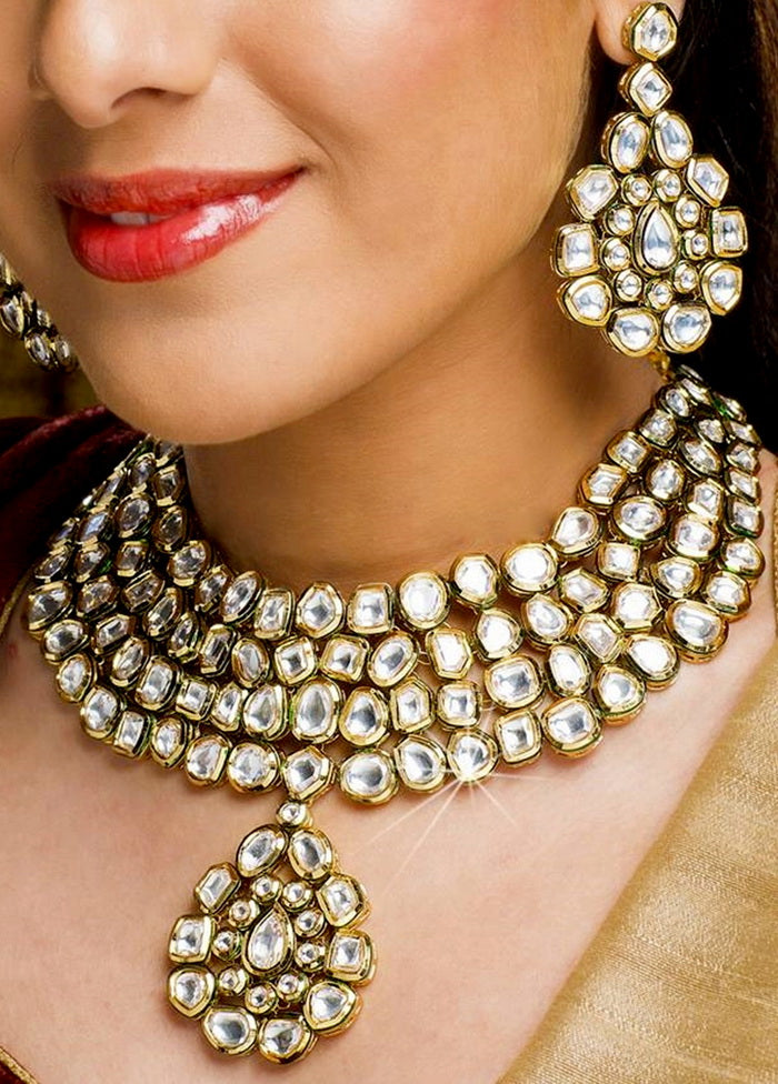 Hand Crafted Base Metal Alloy Gold Plated Kundan Stone Studded Jewellery Sets - Indian Silk House Agencies