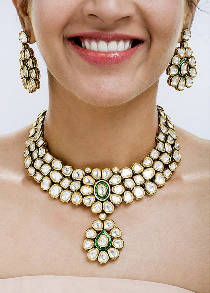 Hand Crafted Base Metal Alloy Gold Plated Kundan Stone Studded Jewellery Sets - Indian Silk House Agencies