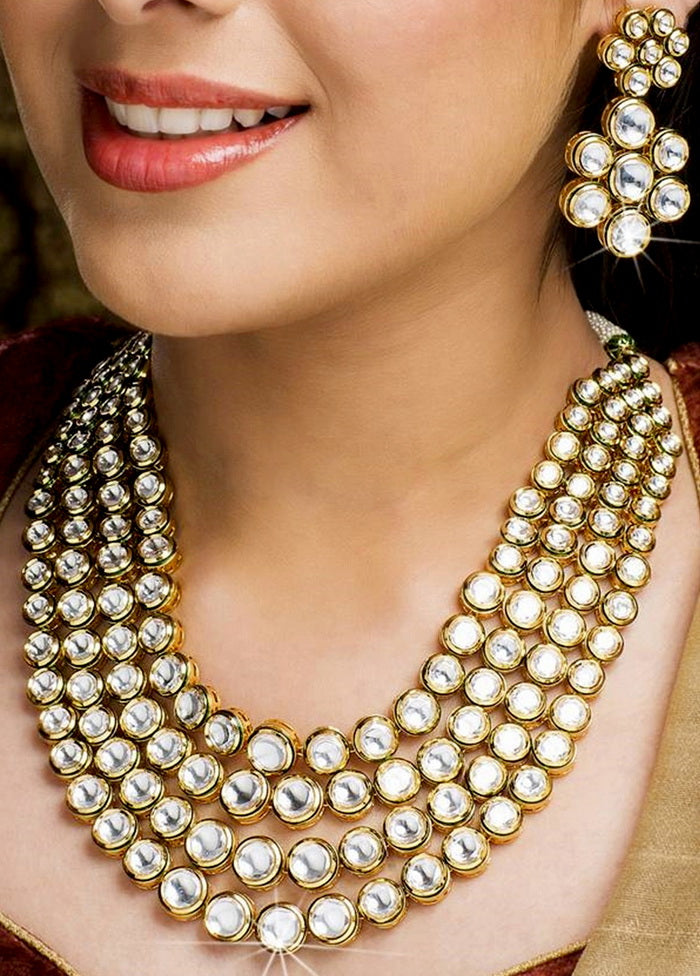Hand Crafted Base Metal Alloy Gold Plated Kundan Stone Studded Jewellery Sets - Indian Silk House Agencies